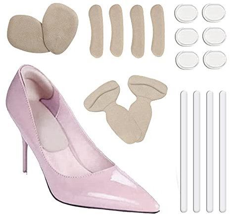 Antirutsch Einlagen Fußpflaster Set, Linderung von Fußschmerzen Geleinlagen, Antislip Silikon Einlegesohlen für Absätzschuhe (Hautfarbe)
