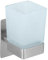 WENKO Turbo-Loc Zahnputzbecher Genova Matt, Wand-Zahnputzbecher, Befestigen ohne Bohren, Edelstahl/Glas satiniert, 6,2 x 13,2 x 9 cm, Silber matt
