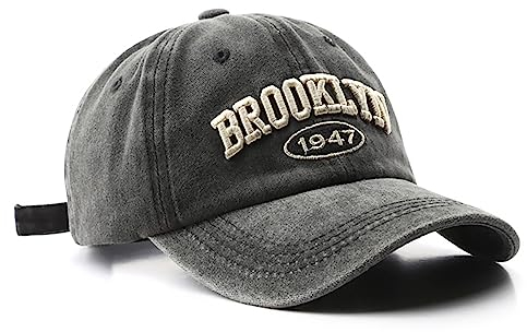 Brooklyn Cap Washed Vintage Baseball Cap Sonnenhut für Damen und Herren, Schwarz, M/L