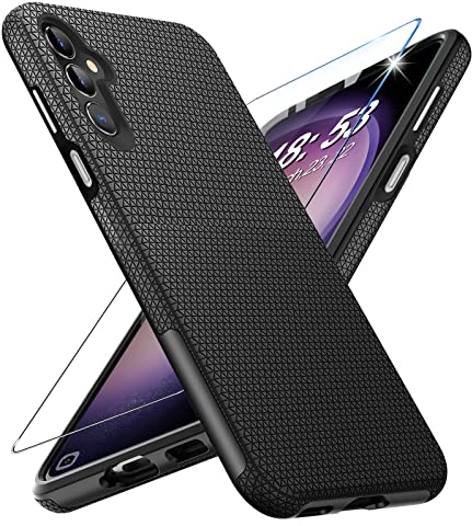 Vaki Handyhülle für Samsung Galaxy S23 5G Hülle mit Displayschutzfolie aus gehärtetem Glas, Galaxy S23 5G Ständer Case Cover Bumper Stoßfest Kratzfest Rutschfest Schutzhülle Silikon Galaxy S23 5G Hül