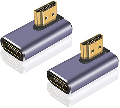 Maxhood HDMI 90 Degree Adapter 8K, 48Gbps 90 Degree Right Angle HDMI 2.1 Extender Adapter Supports 8K@60Hz, 4K@120Hz, 3D HDR for Laptop,DVD,TV, Monitors,PS5 (2Pack)