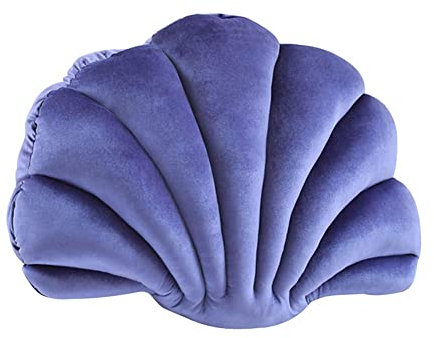 SHANGMAOYO Kissen in Muschelform, Kissen in Muschelform, Samt, gemütliches, solides Überwurfkissen, Meeresprinzessin, dekoratives Kissen in Muschelform,für Heimdekoration (12.6 x 9.9 Zoll, Lila)
