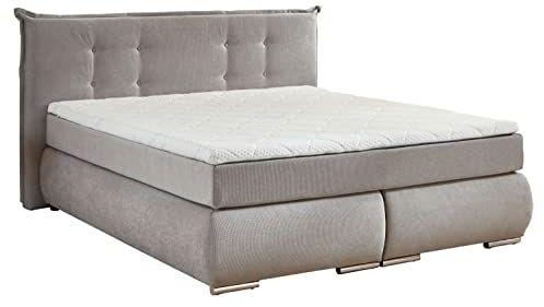 Home4You Boxspringbett - Silbergrau - Stoffbezug - 180 x 200 cm