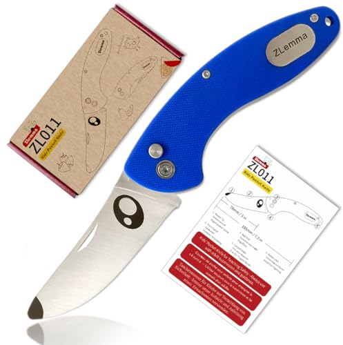 ZLemma taschenmesser kinder mit Clip und sicher abgerundeter Spitze für den ersten Jungen-Messer, faltbare Anfängermesser für Kleinkinder und strapazierfähigem G10-Griff (blau