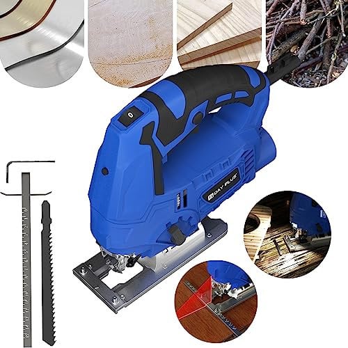 Electric Jigsaw Corded 700W 2800SPM Electric Jig Saws with Laser Guide, 6 Variable Speed Electric Jigsaw Tool, 4 Orbital Sets, ±45°Bevel Cutting Angle, LED Light, for Wood Metal PVC Pipe Cutting