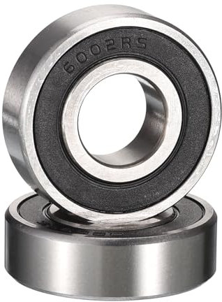 HiPicco 6002-2RS Deep Groove Ball Bearings, ID 15mm x OD 32mm x Width 9mm Double Rubber Sealed Ball Bearing Pre-Lubricated Chrome Steel Z2 Lever 2pcs
