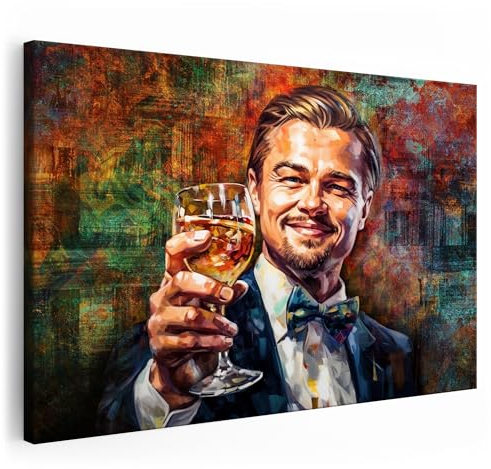 Leonardo DiCaprio Bild bunt | Bild Leonardo DiCaprio | S-Art Bilder | Leonardo DiCaprio Bilder Modern | Coole Wandbilder Wohnzimmer | Wandbild Leonardo DiCaprio Deko XXL | Bild Leinwand XXL
