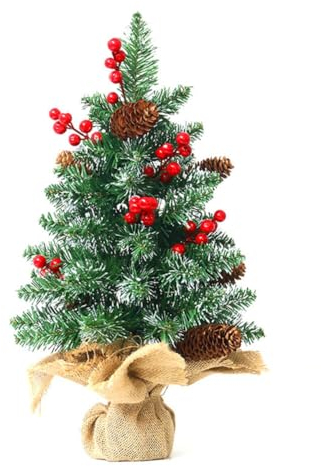 45cm Mini Weihnachtsbaum mit LEDs,Künstlicher Weihnachtsbaum Klein Mit Beleuchtung Tannenbaum Christbaum mit Kiefernzapfen DIY Tannenbaum Tisch Weihnachtsbaum für Weihnachtsdek Tischdeko Schaufenster