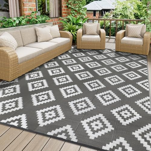 Homcomodar Tappeto da Esterno Grande 150x245cm Tappeto Esterno Terrazzo per Impermeabile Resistente ai Raggi UV Tappeti Plastica Tappeto per Giardino Patio Spiaggia