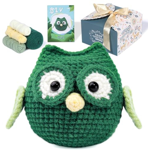 JAWSEU Häkelpaket für Anfänger, Komplett Häkeltiere Set Häkelset Tiere Eulen für Anfänger Erwachsene, Strickset mit Häkelnadeln, Garn, Häkel Set Anfänger mit Schritt für Schritt Video Anleitungen
