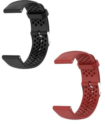 2 Piezas Correa Compatible con Polar Pacer/Pacer Pro Correas para Mujer Hombres, 20mm Deportiva Suave Transpirable Silicona Pulsera para Polar Pacer/Pacer Pro Smartwatch Brazalete, Negro+Rojo