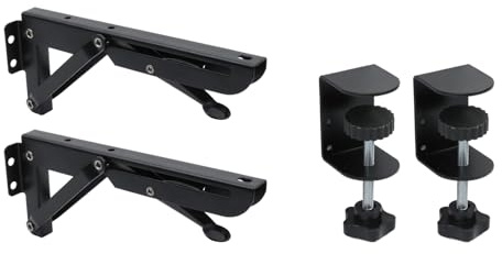 Bitray Schreibtischverlängerungsklemme, faltbare Halterung, Schreibtischablage, Halterung für Schreibtisch, PC-Tastatur, Schreibtisch, Tastaturablage, schwarz, stanzfrei, Tastaturablage, Klemme,