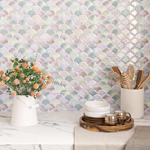 Yullpaper Colourful 3D Tile Stickers Self Adhesive Wall Tiles Washable Splashback for Kitchen Stick on Tiles for Bathroom Peel and Stick Backsplash Tile ath Panel Covering 30 X 30Cm 10 Pcs