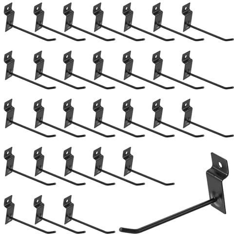 sourcing map 100pcs Slat Wall Hooks, 4 Inch/100mm Metal Slat Wall Accessories Slat Wall Panel Hooks Pegboard Grid Wall Hooks for Commercial Retail Exhibition, Garage Shop Supermarket (Black)