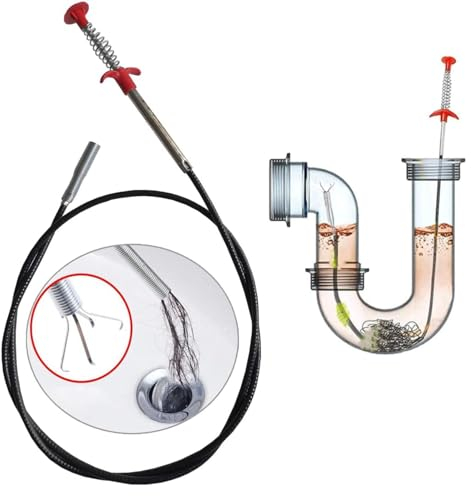 160 cm Abflussschlange, Haarablauf, Verstopfungsentferner, flexibler Greifer mit 4 Krallen, Abflussreiniger, Spüle, Abfluss, Haarentferner, Werkzeug für Küche, Spüle, Badezimmer, WC, Abflüsse