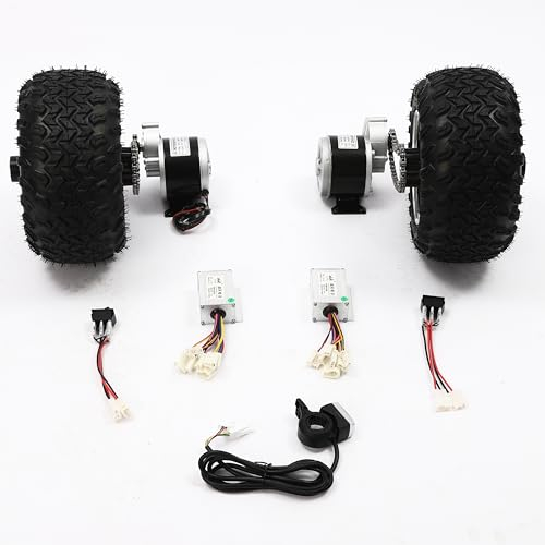Motore a doppia ruota da 250/350 W, 10 pollici, 24/36 V, kit di conversione per carrello elettrico, 10 km/h, capacità di carico 200 kg, per fai da te, carriola, carriola, carriola da spiaggia (24