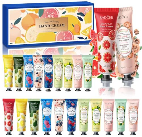 UCAMP Handcreme Set,22 Pack Handcreme Weihnachtsgeschenke,Handcreme Geschenkset,Fruchtiger und Blumiger Duft,Parfümierte Handcreme Set für Trockene,Rissige Hände,für Frauen und Männer