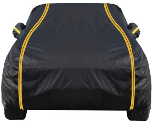 Schwarz Auto Abdeckplane für Opel Kadett C Caravan 1973-1979 Combi, Autoabdeckung Outdoor Wasserdicht Hagelschutzplane Auto Atmungsaktiv Vollgarage-Autoplane Für Regen Sonne Staub Schutz