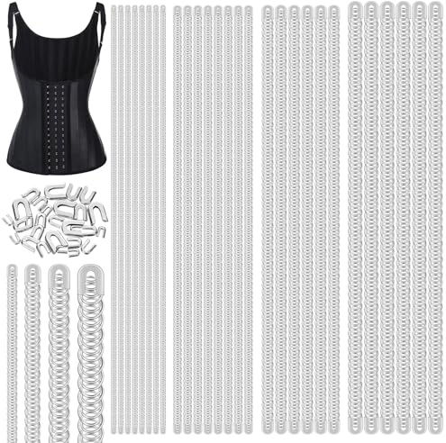 Glarks 56 pezzi L 34,8 cm disossamento in acciaio a spirale, W 4/6/8/10 mm corsetto da cucito pretagliato con 28 punte di disossamento in acciaio, disossamento a spirale, disossamento piatto in