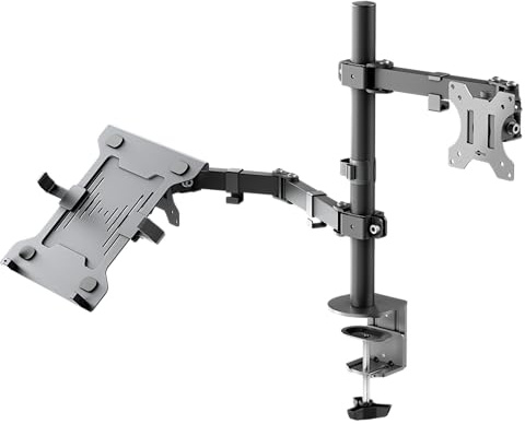 goobay 2-in-1 Monitor- und Laptophalterung 13–32 Zoll & 15,6 Notebook, 8 kg + 4,5 kg, VESA 100x100 – Flex – 70815