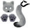 Faux Fur Wolf Tail Fluffy Cat Paw Gloves Cosplay Costume Furry Therian Mask Set Animal Dress Up Fancy Dress Halloween Party Costume Masquerade Mask Tail Kit Paw Claw Mittens Dress Up Accessories