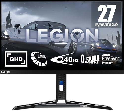 Lenovo Legion Y27qf-30 Monitor Gaming 27 QHD (2560x1440), IPS, 0.5ms, 240Hz (Overclock 250Hz), Altoparlanti, Regolabile, AMD FreeSync Premium, HDMI 2.1 + DP