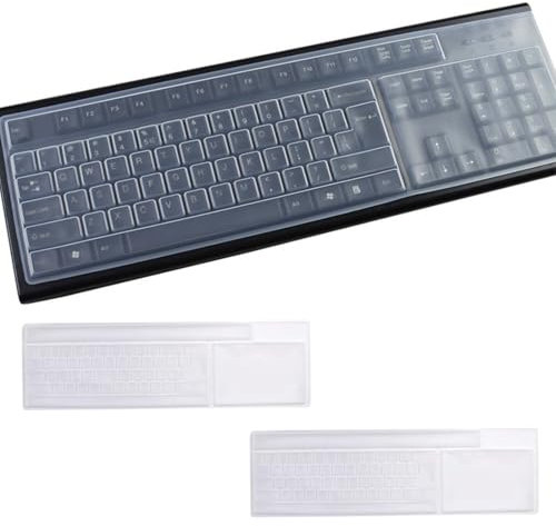 YAPKOLV 2 Pièces Protection Clavier Silicone Housse Clavier Anti-Poussière Protection Ordinateur Bureau Clavier Film Imperméable Et Anti-Poussière (Transparent)