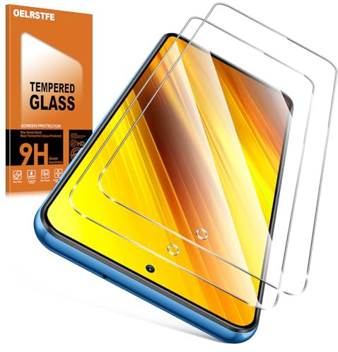 Oelrstfe 2 Piezas Protector Pantalla Para Xiaomi Poco X3/X3 NFC/X3 Pro(4G) Cristal Templado Dureza 9H Antiarañazos Antihuellas Sin Burbujas Ultra HD Transparente Ultra Resistente Vidrio Película
