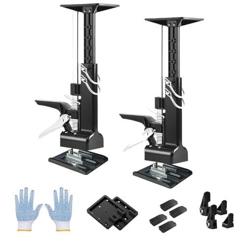 Labor Saving Arm Door Panel Lifting Cabinet Jack 59.5 Cm Hand Lifting Jack Tool 2 Pack Multi-Function Height Adjustment Lifting Device Arm Tool Lift for Cabinet Jack, Drywall Jack, with 1 gloves