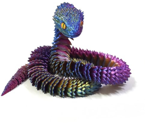 FOLANDO 3D Printed Snake, 45cm 3D Snakes Figure Full Articulated 3D Printed Viper Animal Flexible Joints Home Decor Executive Desk Office Decor Crystal Dragon Gift