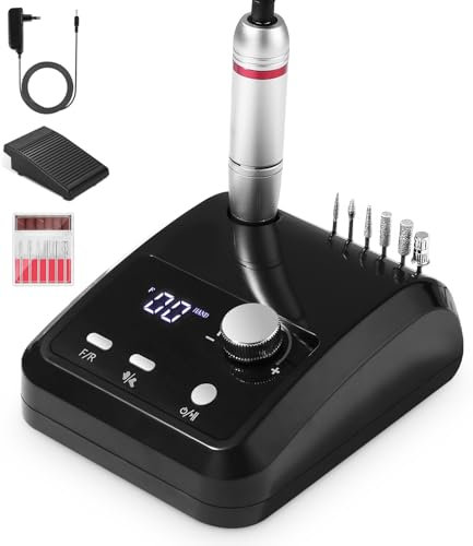 Nagelfräser, 45,000 rpm Fräser Für Gelnägel, Nagelfeile Elektrisch, 6 en 1 Elektrische Nagelfeile, Nagelfräser Für Gelnägel Mit Pedalen, Nail Drill, Elektrische Nagelfräser, Nail Drill Machine
