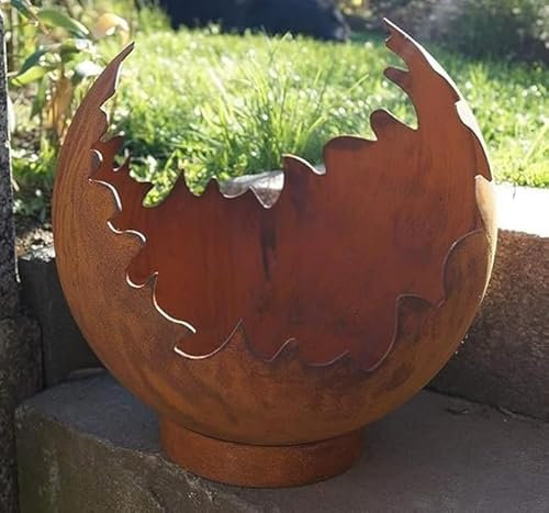 Der-Porzellan-Laden Edelrostkugel klassisch, offene Feuerkugel, Gartendeko & Edelrostskulptur aus Metall, 30x30x30 cm für stimmungsvolles Ambiente im Garten