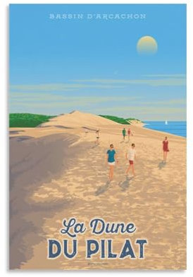 LZTEN Berühmte Stadt Natur Landschaft Poster Dune Du Pilat Arcachon Art Wanddeko Poster Familie Bar Restaurant Garage Cafe Kunst Schild Geschenk Unframe 61 x 91 cm