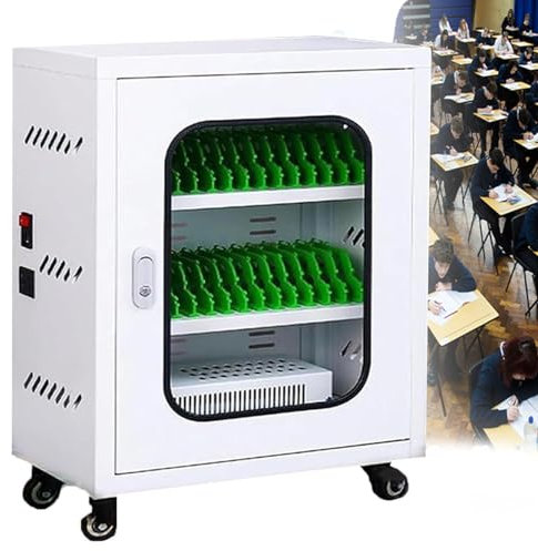 ASumPio Mobile Phone Charging Station Lock Box with Universal Wheel Rechargeable Cellphone Locker Storage Cabinet,40Slots