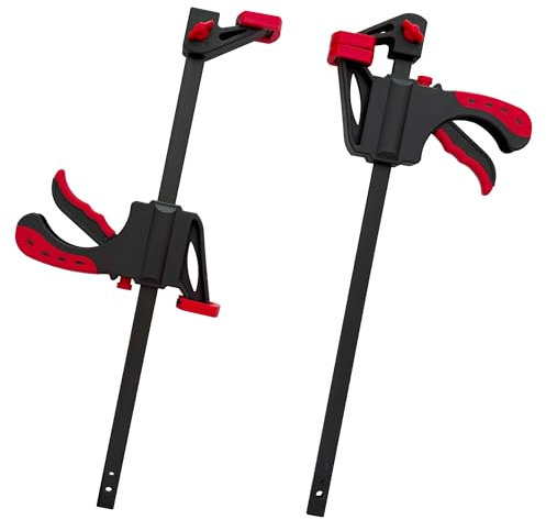 Thanaddo 12 Zoll Schraubzwingen Set, 2 Stück Einhandzwingen Klemmen Schnellgriffklemmen Ratschenstangenklemmen, Spannkraft 70kg für präzises Fixieren, Heimwerken Klemmen