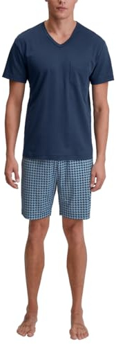 CALIDA Relax Streamline Kurz-Pyjama, Schlafanzug Herren, 100% Baumwolle, atmungsaktiv, hautfreundlich, pflegeleicht Insignia Blue 56