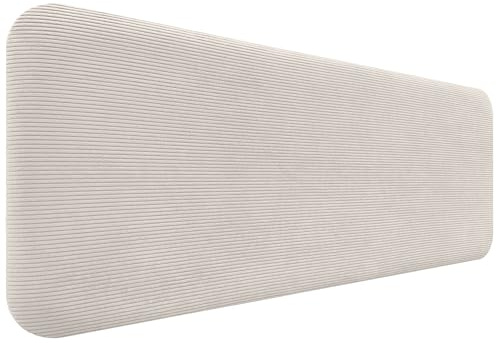DHOME Gepolstertes Kopfteil Glatt Abgerundet Premium-Cord für Wand Akustische Kopfteile Schallabsorbierend Kopfstütze Bett Schlafzimmer (Knochenweiß, 140cm)