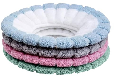 4 Stück Toilettensitzbezug, Universal Fasergewebe WC-Sitzwärmer Dicker Toilettensitzbezüge Waschbar Toiletten Sitzbezug mit Griff Toilettensitzauflagen für Meisten Toiletten