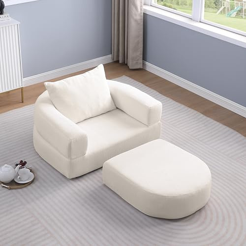 XPSSJMU Compressed Convertible Folding Sofa Bed - Sleeper Chair with Pillow, Modern Fabric Floor und Futon Couch, Foldable Mattress for Living Room/Dorm/Guest Use/Home Office/Apartment.