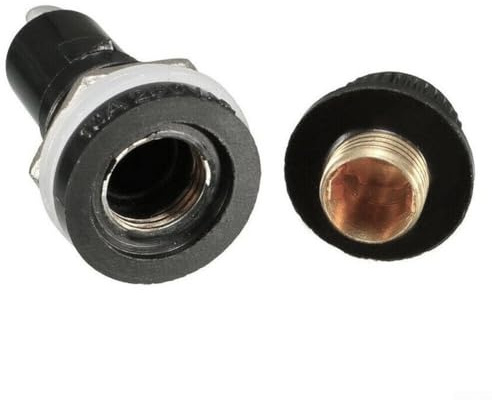 Sicherungshalter für Schalttafelmontage, für 5 x 20 mm und 6 x 30 mm Glassicherungen, 10 A, 250 V, 15 A, 125 V, mit Lötklemmen, Schwarz und Gold, industrielle elektrische Sicherungsbasis für