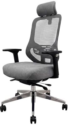Jan Nowak Bürostuhl ergonomisch Drehstuhl Netz 3D Armlehnen Kopfstütze | Schreibtischstuhl höhenverstellbar mit Sitztiefenverstellung, Lendenwirbelstütze, Kopfstütze, Netzrücken, Büro Home Office