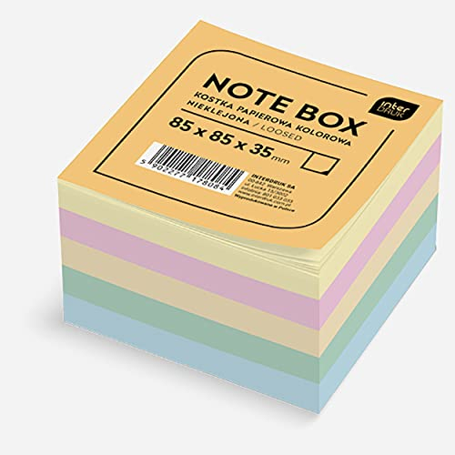 Interdruk Zettelklotz - Notizklotz - Ersatzpapier für Zettelbox - 85 x 85 x 35 mm - Circa 350 Lose Blätter - Mehrfarbig