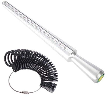 UK British Silver Metal Ring Mandrel & Black Finger Sizer Measurer Stick Size Az