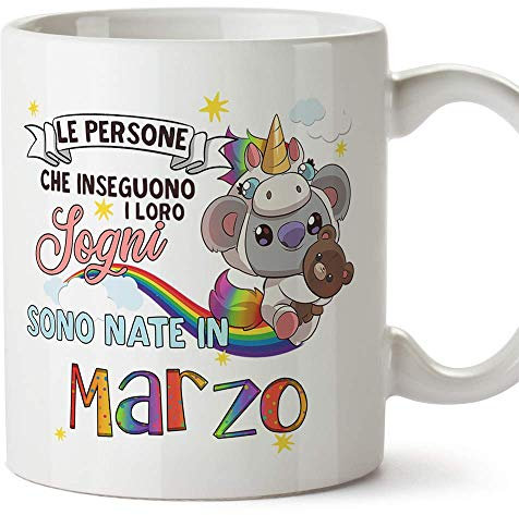 MUGFFINS Tazza Koala Compleanno marzo - Idee Regali Originali et Divertenti per Uomo e Donna - per lui/per lei - per i bambini. Ceramica 350 mL