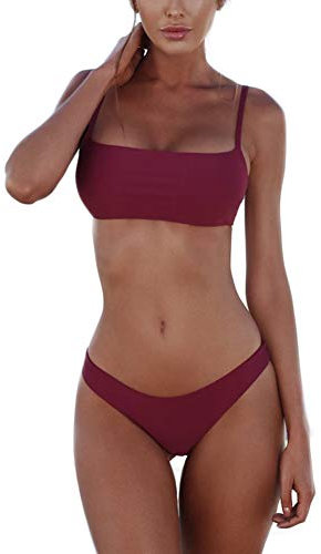 meioro Bikini Sets für Damen Push Up Tanga mit niedriger Taille Badeanzug Bikini Set Badebekleidung Beachwear (S,Lila)