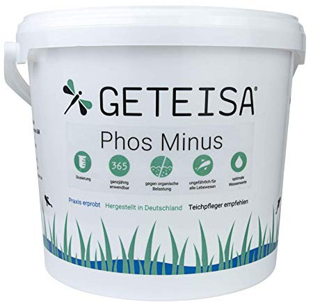 GETEISA Phos Minus 5 kg - Effektiver Natürlicher Phosphatbinder für Gartenteiche und Schwimmteiche - Reduziert Phosphat, Optimiert Wasserwerte, Hemmt Algenwachstum, Umweltfreundlich, Made in Germany