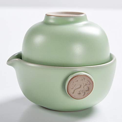 Tea Cup Portable Tea Set (2-Piece Set) Teapot 110ml Teacup 90ml Green