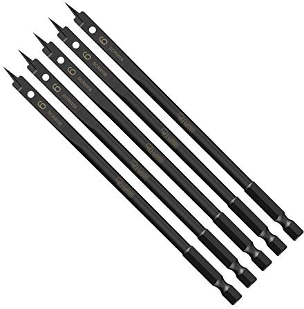 5 x SabreCut SCRIW06_5 6mm x 152mm Impact Rated Flat Wood Spade Bits for Softwood Hardwood Chipboard