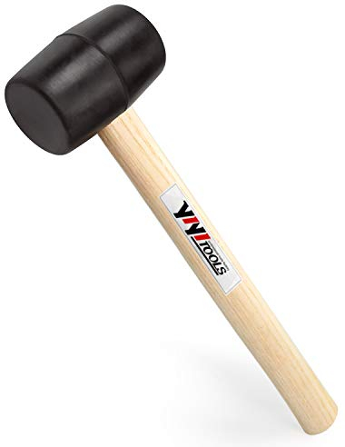 YIYITOOLS Rubber Mallet with Wood Handle – 8-oz, Black