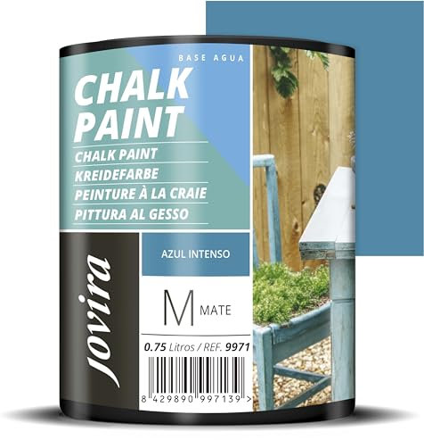 JOVIRA PINTURAS Chalk Paint 750 ml | Pittura al Gesso, Matte all' Aqua, Rinnova il tuo arredamento con creatività. (750 Millilitri, Blu Intenso) F-24